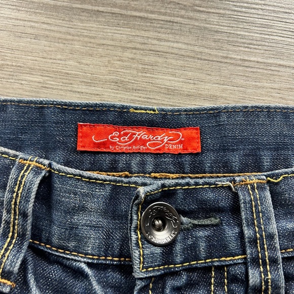 Ed Hardy Christian Audigier Denim Jean Shorts Flare - Picture 5 of 8